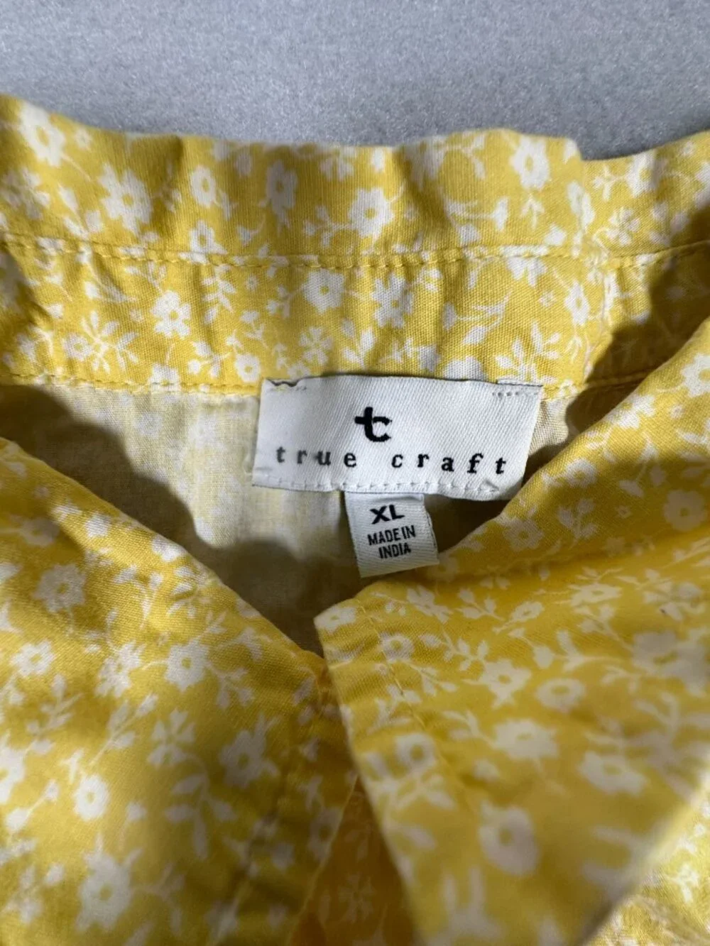 True Craft Womens Yellow Floral Ruffle Sleeve Button-Front Cotton Dress XL - Picture 4 of 7